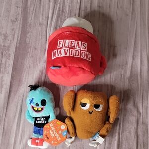 Fleas Navidog Plush Toy Set - Red, Blue, Brown